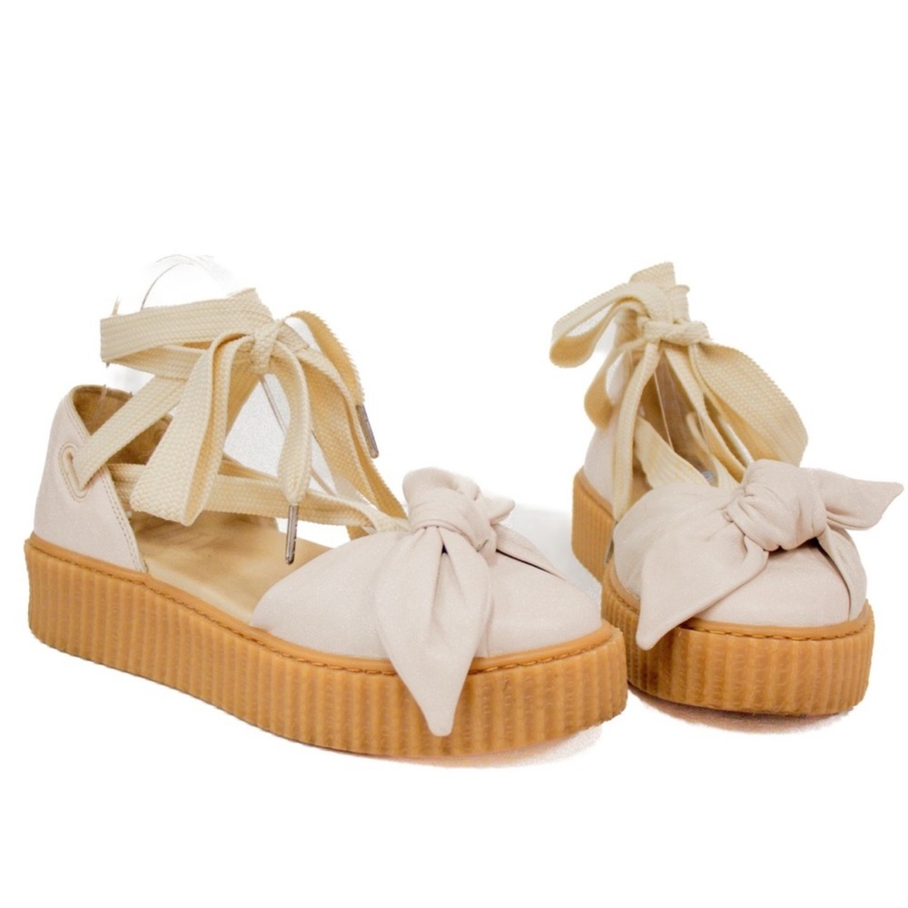 NWOT Fenty Chic Cream Platform Lace-Up Shoes - Picture 6 of 16